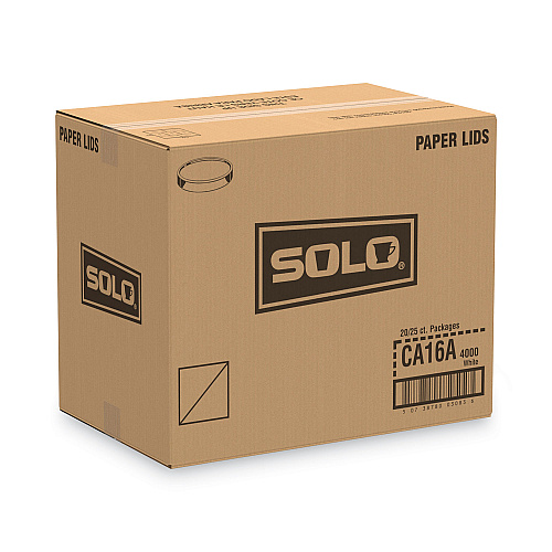 SOLO Spiral-Wound Paper Hot Cup Lids, Fits 16 oz Cups, White, 25/Sleeve, 20 Sleeves/Carton (CA16A)