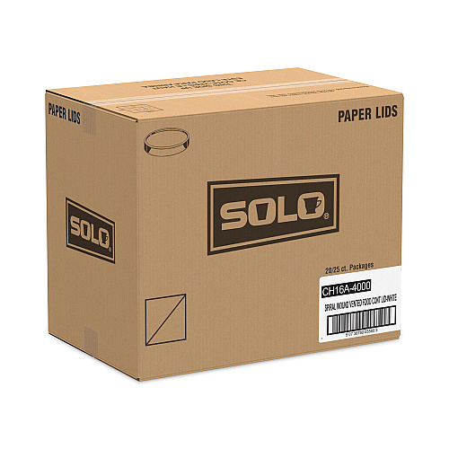 SOLO Paper Lids for Food Containers, For 16 oz Containers, Vented, 3.9" Diameter x 0.9"h, White, 25/Bag, 20 Bags/Carton (CH16A)