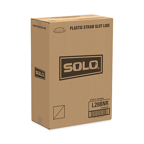 SOLO Polystyrene Plastic Flat Straw-Slot Cold Cup Lids, Fits 28 oz Cups, Translucent, 960/Carton (L28BNR)