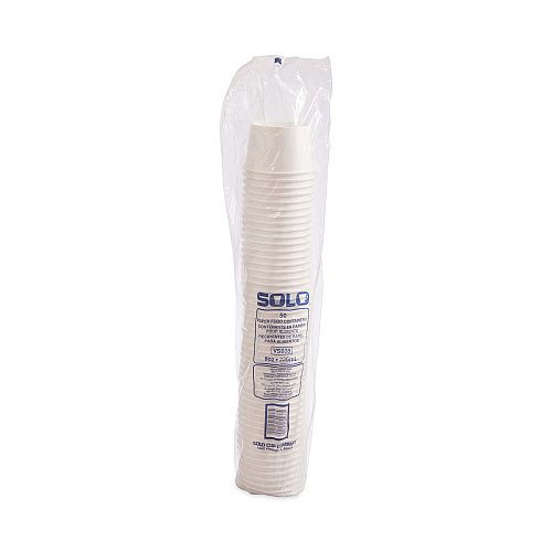 SOLO Double Poly Paper Food Containers, 8 oz, 3.8" Diameter x 2.4"h, White, 50/Pack, 20 Packs/Carton (VS60802050)