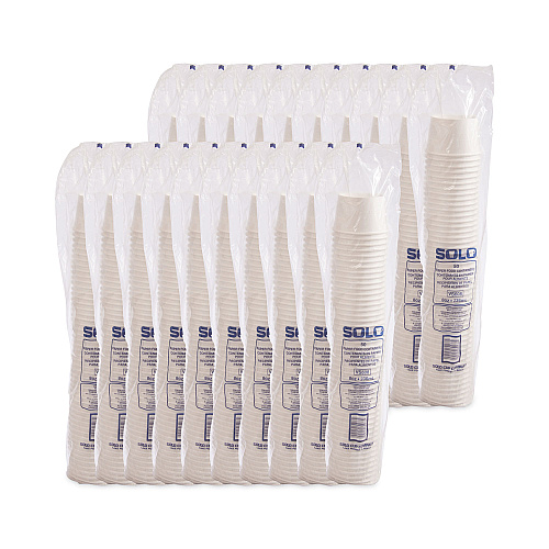 SOLO Double Poly Paper Food Containers, 8 oz, 3.8" Diameter x 2.4"h, White, 50/Pack, 20 Packs/Carton (VS60802050)