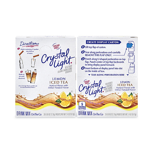 Crystal Light On-The-Go Sugar-Free Drink Mix, Iced Tea, 0.08 oz Single-Serving Tubes, 30/Box, 2 Boxes/Carton (30700159)