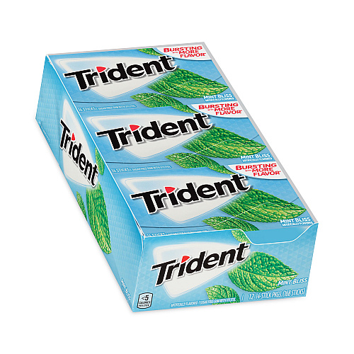 Trident Sugar-Free Gum, Mint Bliss, 14 Sticks/Pack, 12 Pack/Carton (30400065)