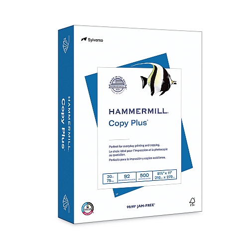 Hammermill Copy Plus Print Paper, 92 Bright, 20 lb Bond Weight, 8.5 x 11, White, 500 Sheets/Ream, 10 Reams/Carton, 40 Cartons/Pallet (105007PLT)
