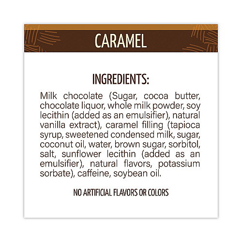 Awake Caffeinated Caramel Chocolate Bites, 0.58 oz Bars, 50 Bars/Carton (30700315)