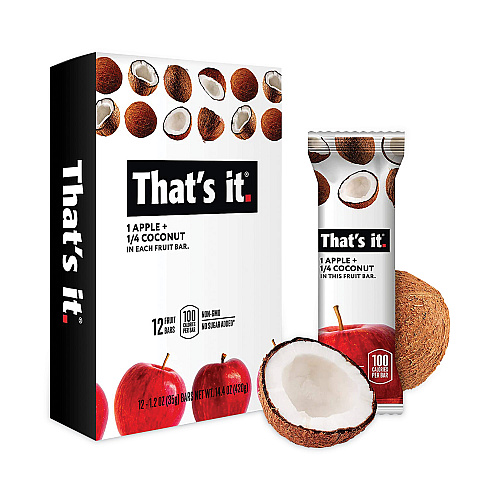 Thats it. Nutrition Bar, Gluten Free Apple and Coconut Fruit, 1.2 oz Bar, 12/Carton (30700256)