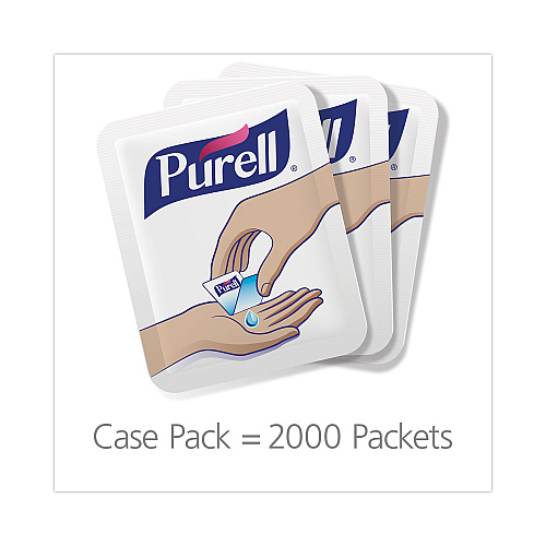 PURELL Advanced Hand Sanitizer Single Use, Gel, 1.2 mL, Packet, Fragrance-Free, 2,000/Carton (96302MNS)
