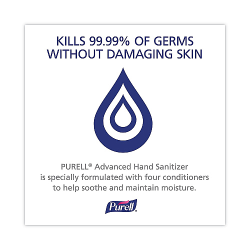 PURELL Advanced Hand Sanitizer Single Use, Gel, 1.2 mL, Packet, Fragrance-Free, 125/Box (9630125NSBX)