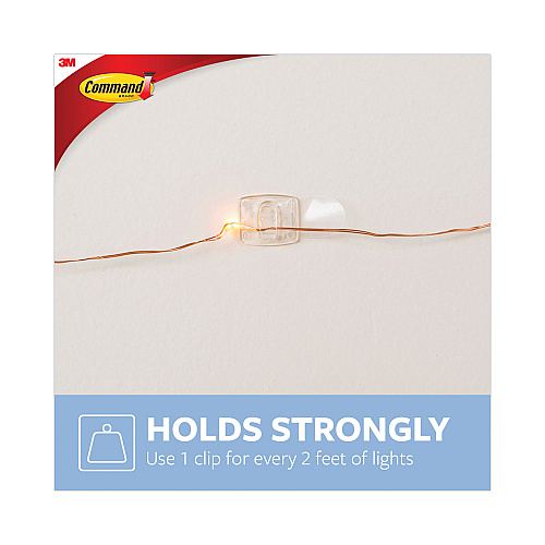 Command Clear Hooks and Strips, Decorating Clips, Plastic, 0.1 lb Capacity, 20 Clips and 24 Strips/Pack (17026CLRES)