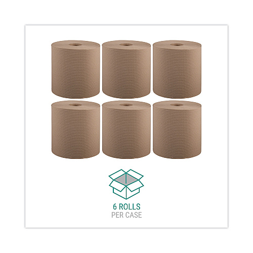 Windsoft Hardwound Roll Towels, 1-Ply, 8" x 800 ft, Natural, 6 Rolls/Carton (WIN12806)