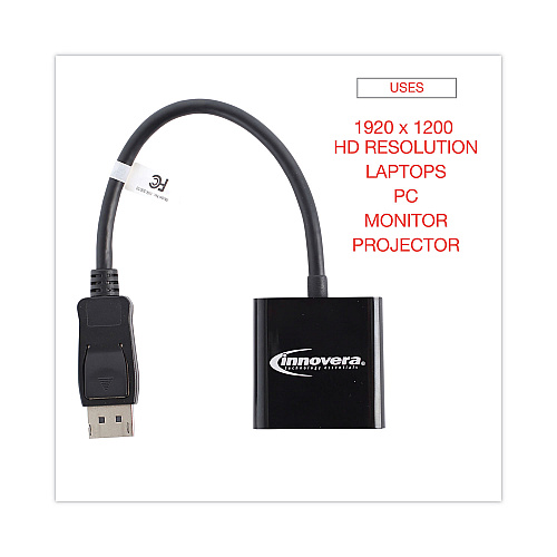 Innovera DisplayPort to VGA Adapter, 0.65 ft, Black (IVR50010)