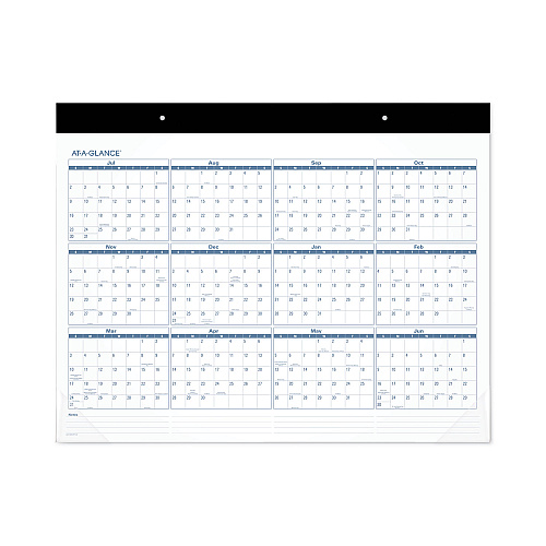 AT-A-GLANCE Academic Large Print Desk Pad, 21.75 x 17, White/Blue Sheets, 12 Month (July to June): 2025 to 2026 (SKLPAY32)