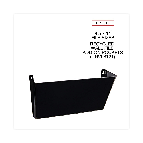 Universal Wall File Pockets, Plastic, Letter Size, 13" x 4.13" x 7", Black (UNV08122)