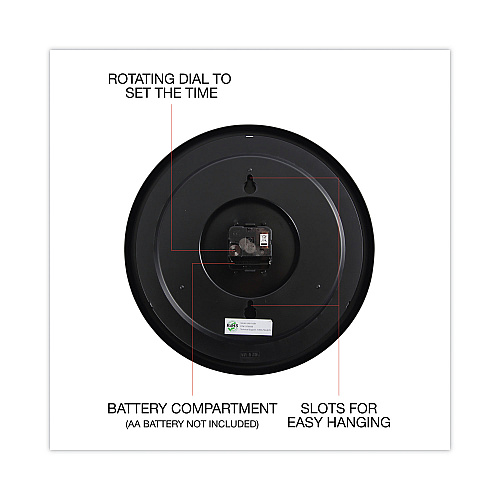 Universal Indoor/Outdoor Round Wall Clock, 13.5" Overall Diameter, Black Case, 1 AA (sold separately) (UNV11381)