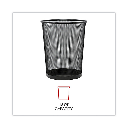 Universal Mesh Wastebasket, 18 qt, Steel Mesh, Black (UNV20008)