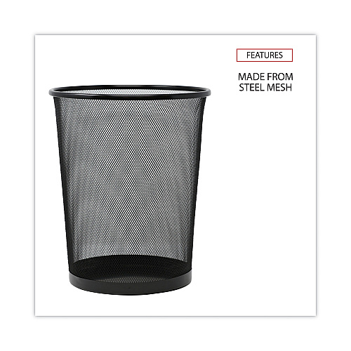 Universal Mesh Wastebasket, 18 qt, Steel Mesh, Black (UNV20008)