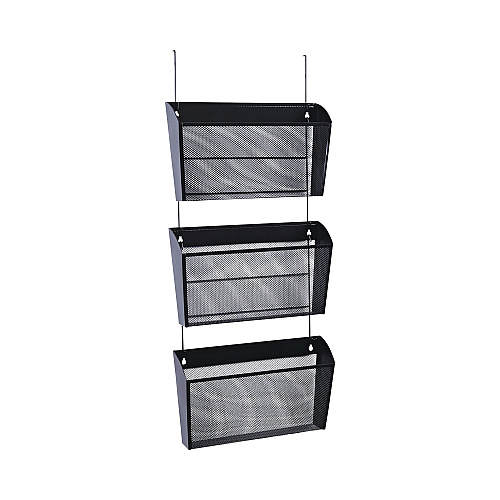 Universal Mesh Three-Pack Wall Files, 3 Sections, Letter Size, 14.13" x 3.38" x 8.5", Black (UNV20011)