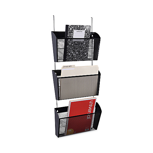 Universal Mesh Three-Pack Wall Files, 3 Sections, Letter Size, 14.13" x 3.38" x 8.5", Black (UNV20011)