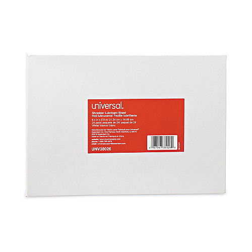 Universal Shredder Lubricant Sheets, 8.4 x 5.9, 24 Sheets/Pack (UNV38026)