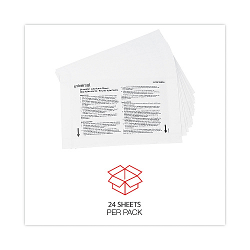 Universal Shredder Lubricant Sheets, 8.4 x 5.9, 24 Sheets/Pack (UNV38026)