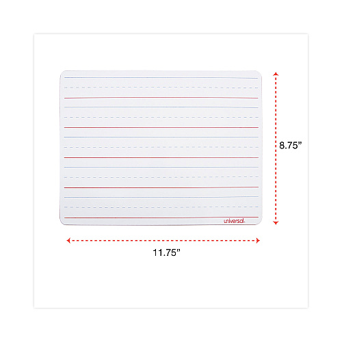 Universal Lap/Learning Dry-Erase Board, Penmanship Ruled, 11.75 x 8.75, White Surface, 6/Pack (UNV43911)