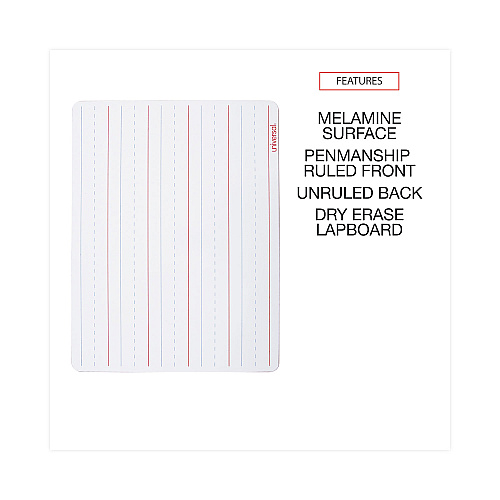 Universal Lap/Learning Dry-Erase Board, Penmanship Ruled, 11.75 x 8.75, White Surface, 6/Pack (UNV43911)