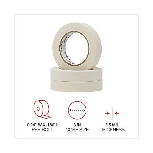 Universal General-Purpose Masking Tape, 3" Core, 24 mm x 54.8 m, Beige, 36/Carton (UNV51301CT)