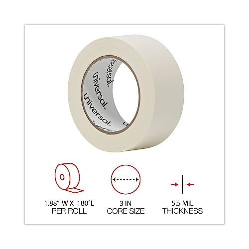 Universal General-Purpose Masking Tape, 3" Core, 48 mm x 54.8 m, Beige, 2/Pack (UNV51302)
