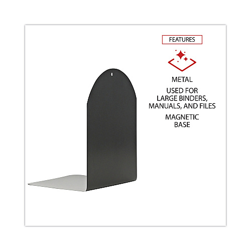 Universal Magnetic Bookends, 6 x 5 x 7, Metal, Black, 1 Pair (UNV54071)