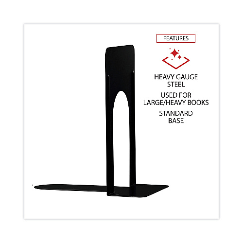 Universal Economy Bookends, Standard, 5.88 x 8.25 x 9, Heavy Gauge Steel, Black, 1 Pair (UNV54091)