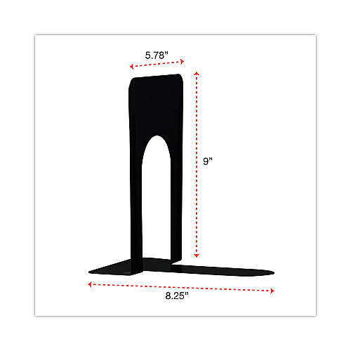 Universal Economy Bookends, Nonskid, 5.88 x 8.25 x 9, Heavy Gauge Steel, Black, 1 Pair (UNV54095)