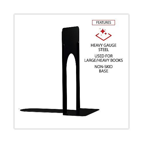 Universal Economy Bookends, Nonskid, 5.88 x 8.25 x 9, Heavy Gauge Steel, Black, 1 Pair (UNV54095)