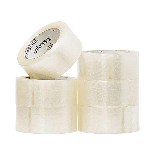 Universal General-Purpose Box Sealing Tape, 3" Core, 1.88" x 110 yds, Clear, 6/Pack (UNV63500)