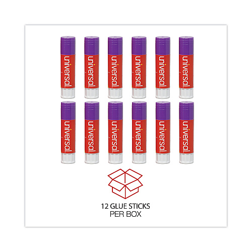 Universal Glue Stick, 1.3 oz, Applies Purple, Dries Clear, 12/Pack (UNV74752)