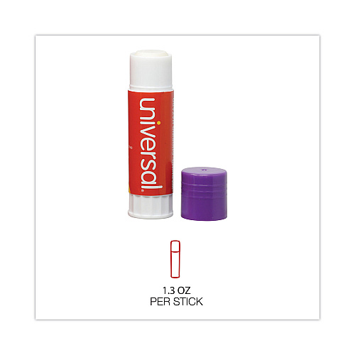 Universal Glue Stick, 1.3 oz, Applies Purple, Dries Clear, 12/Pack (UNV74752)