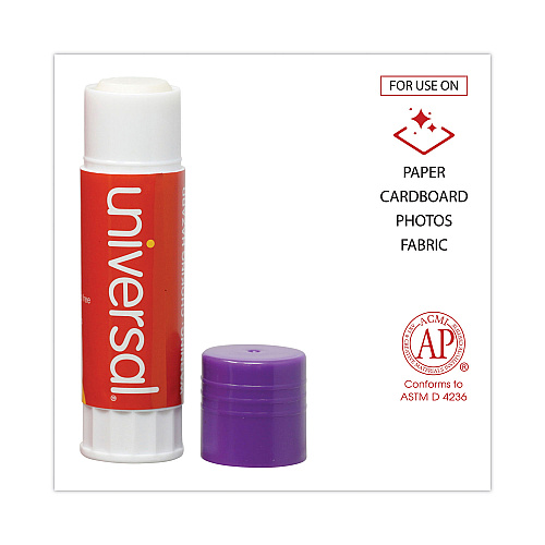 Universal Glue Stick, 1.3 oz, Applies Purple, Dries Clear, 12/Pack (UNV74752)