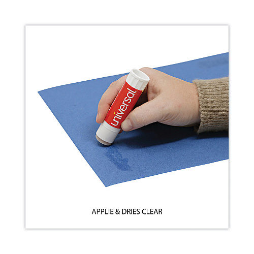 Universal Glue Stick, 1.3 oz, Applies Purple, Dries Clear, 12/Pack (UNV74752)