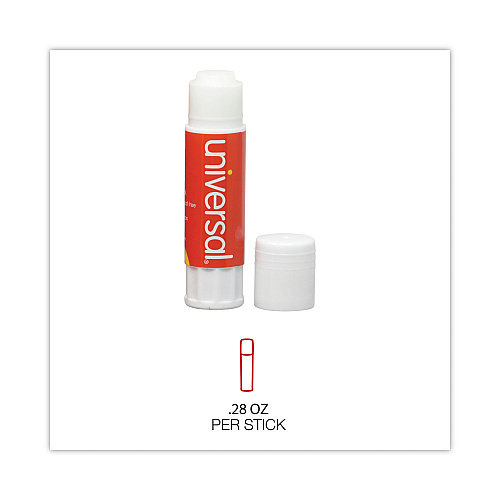 Universal Glue Stick, 0.28 oz, Applies and Dries Clear, 12/Pack (UNV75748)