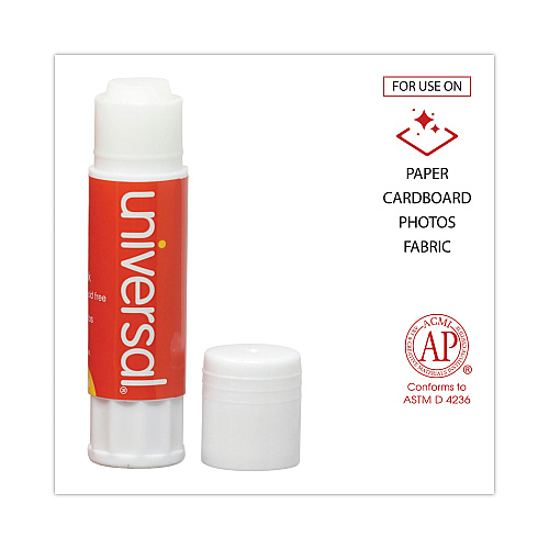 Universal Glue Stick, 0.74 oz, Applies and Dries Clear, 12/Pack (UNV75750)
