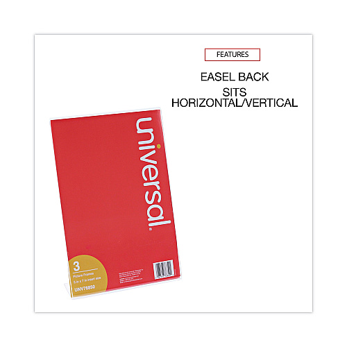 Universal Clear L-Style Freestanding Frame, 5 x 7 Insert, 3/Pack (UNV76850)