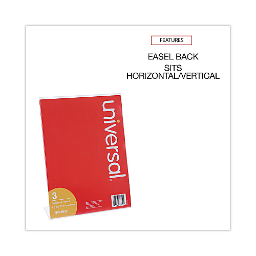 Universal Clear L-Style Freestanding Frame, 8.5 x 11 Insert, 3/Pack (UNV76852)