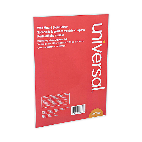 Universal Wall Mount Sign Holder, 8.5 x 11, Vertical, Clear (UNV76882)