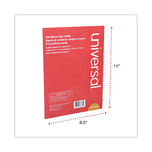 Universal Wall Mount Sign Holder, 8.5 x 11, Vertical, Clear (UNV76882)