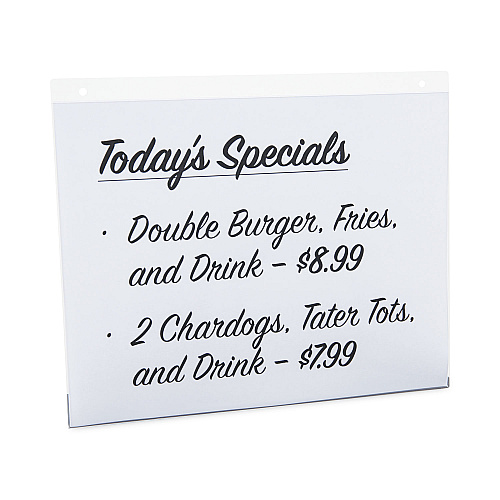 Universal Wall Mount Sign Holder, 11 x 8.5, Horizontal, Clear, 2/Pack (UNV76883)