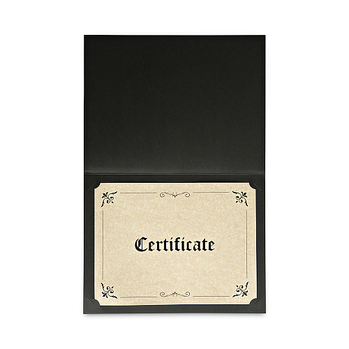 Universal Certificate/Document Cover, 8.5 x 11; 8 x 10; A4, Black, 6/Pack (UNV76895)