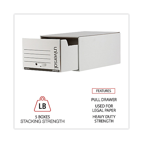 Universal Heavy-Duty Storage Drawers, Legal Files, 17.25" x 25.5" x 11.5", White, 6/Carton (UNV85301)