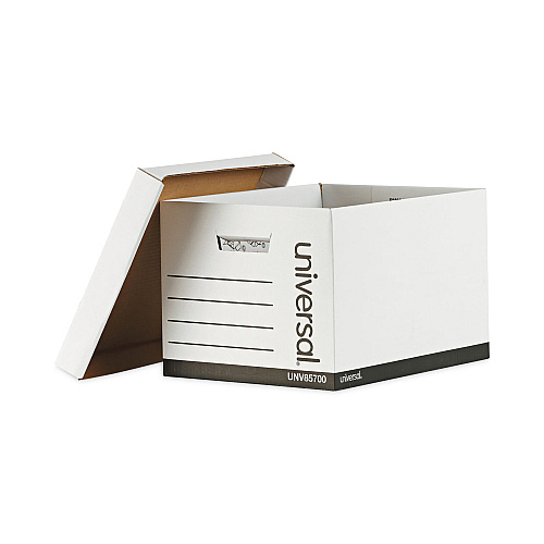 Universal Medium-Duty Lift-Off Lid Boxes, Letter/Legal Files, 12" x 15" x 10", White, 12/Carton (UNV85700)