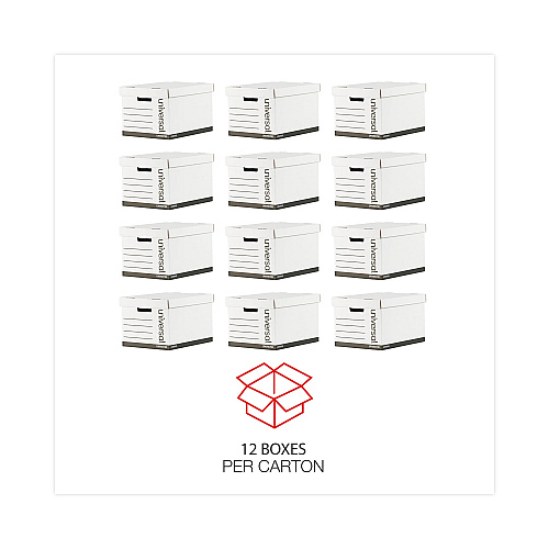 Universal Medium-Duty Lift-Off Lid Boxes, Letter/Legal Files, 12" x 15" x 10", White, 12/Carton (UNV85700)