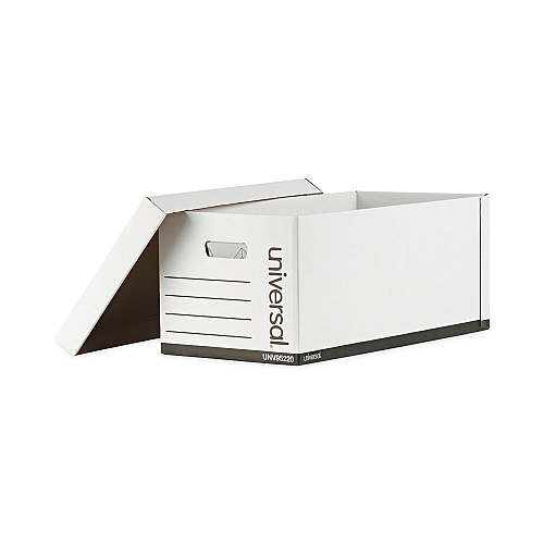 Universal Medium-Duty Easy Assembly Storage Box, Letter Files, White, 12/Carton (UNV95220)
