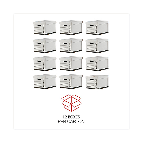 Universal Heavy-Duty Fast Assembly Lift-Off Lid Storage Box, Letter/Legal Files, White, 12/Carton (UNV95224)